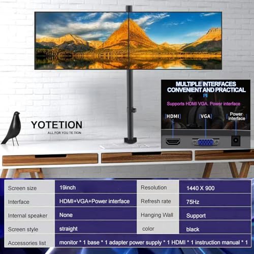 19-inch Full HD 75Hz Small Thin Monitor 2PACKS for laptops, Computers and desktops, HD+ 1440 x 900p, Anti-Glare, LED Display, VGA/HDMI Connection