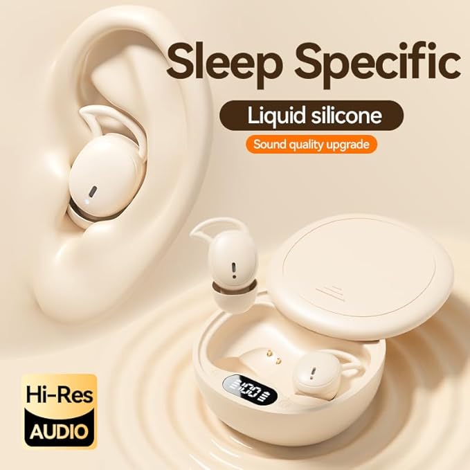 Sleep Headphones Bluetooth 5.4, 60Hrs Hi-Res Audio Wireless Earbuds for Side Sleepers, 8H Single Use, Type-C Fast Charge, LED Display, Sliding Cover Case, Noise Cancelling