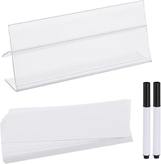 PATIKIL 3.9" x 1.8" Wire Shelf Label Holder, 20 Pack Reusable Plastic Price Tag Display Clip for 0.79" to 0.98" Thick Shelves with Paper Inserts Pens for Home Market Store, Clear