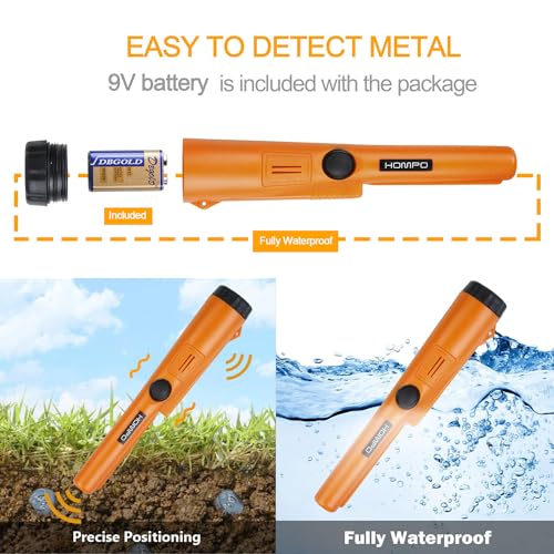Metal Detector Pinpointer - Fully Waterproof Handheld Pin Pointer Wand, High Accuracy Professional Search Treasure Pinpointing Finder Probe