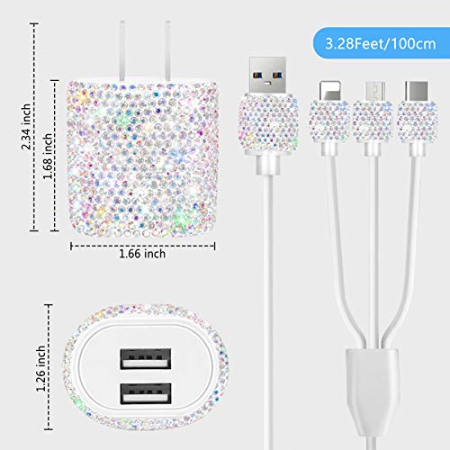Bling Phone Charger,USB Charger Block,2-Port Plug Adapter,USB Wall Charger - Image 5