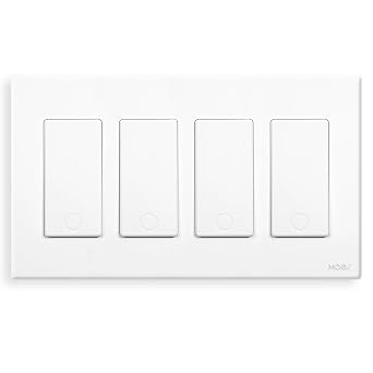 MOES Star Ring WiFi Smart Light Switch, Alexa Google No Hub, White 4 Gang