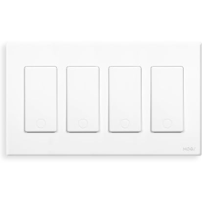 MOES Star Ring WiFi Smart Light Switch, Alexa Google No Hub, White 4 Gang