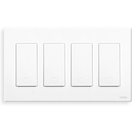 MOES Star Ring WiFi Smart Light Switch, Alexa Google No Hub, White 4 Gang