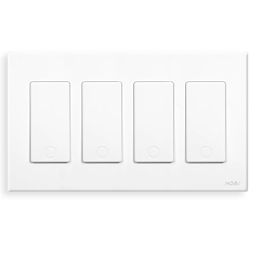 MOES Star Ring WiFi Smart Light Switch, Alexa Google No Hub, White 4 Gang