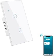 HomeKit WiFi Smart Wall Touch Switch Light Switch Glass Panel Wireless Remote Control with Timer Function Support Apple HomeKit, Amazon Alexa and Google Assistant No Hub Required White 2 Gang