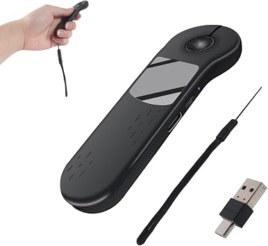 Dual Mode Mini Bluetooth Wireless Mouse - USB-C Receiver, 2.4G Wireless & Bluetooth, Rechargeable Finger & Touchpad Mouse with Anti-Lost Nylon Lanyard for PC, Laptops, Tablets & Smartphones (Black)