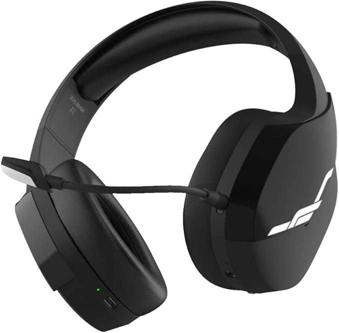 Zalman HPS700 Archer, Wireless Headset with Gaming, Music, Live Sound Modes, LED Indicator, Detachable Microphone, USB-C to A Charging Cable, Premium Woven Fabric Memory Foam Ear Cushions (Black)