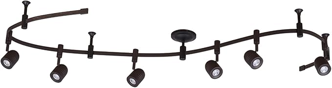 Catalina Lighting 21903-000 Transitional 6-Light Integrated LED Flex Track Ceiling Light, Bulbs Included 96", Oil Rubbed Bronze, Black