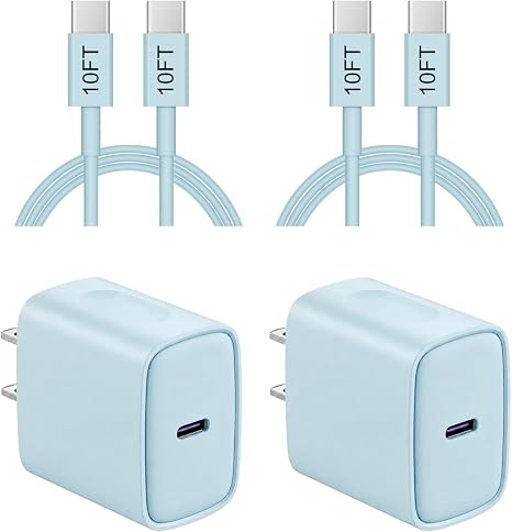 iPhone 17 16 15 Charger Fast Charging 10FT - 20W USB C Charger Block