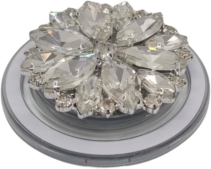 Magnetic Phone Grip Stand, Compatible with MagSafe, Adhesive Metal Ring Included for Non-MagSafe Cases, Expanding Holder and Kickstand, Pearl and Crystal Design (Stellar Diamond Burst)