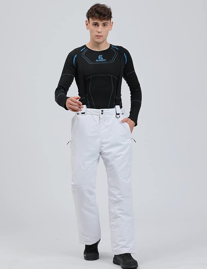 YEEFINE Men's Waterproof Snow Ski Pants Insulated Warm Winter Outdoor Snowboard Bibs with Suspenders