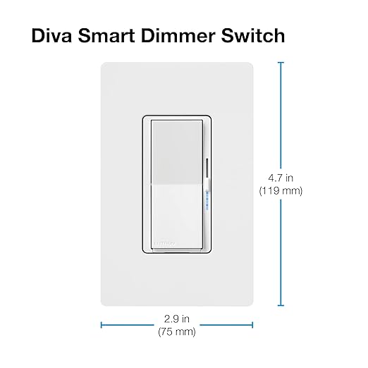 Lutron Diva Smart Dimmer Light Switch for Caseta Lighting (Lutron Smart Hub Required), for LED Lights, 150W, Single-Pole/3-Way, No Neutral, White, 9 Pack