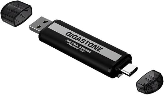 Gigastone USB-C External SSD 1TB Gaming iPhone15 USB3.2 Gen2 1,050MB/s USB-A&C Dual Portable Solid State Drive MacBook iPad Laptop Smartphone SSD Backup Hard Drive for PS5 Console