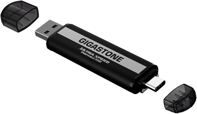 Gigastone USB-C External SSD 1TB Gaming iPhone15 USB3.2 Gen2 1,050MB/s USB-A&C Dual Portable Solid State Drive MacBook iPad Laptop Smartphone SSD Backup Hard Drive for PS5 Console