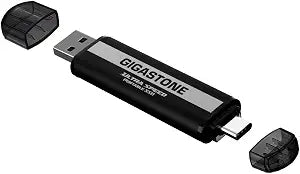 Gigastone USB-C External SSD 1TB Gaming iPhone15 USB3.2 Gen2 1,050MB/s USB-A&C Dual Portable Solid State Drive MacBook iPad Laptop Smartphone SSD Backup Hard Drive for PS5 Console