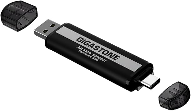 Gigastone USB-C External SSD 1TB Gaming iPhone15 USB3.2 Gen2 1,050MB/s USB-A&C Dual Portable Solid State Drive MacBook iPad Laptop Smartphone SSD Backup Hard Drive for PS5 Console