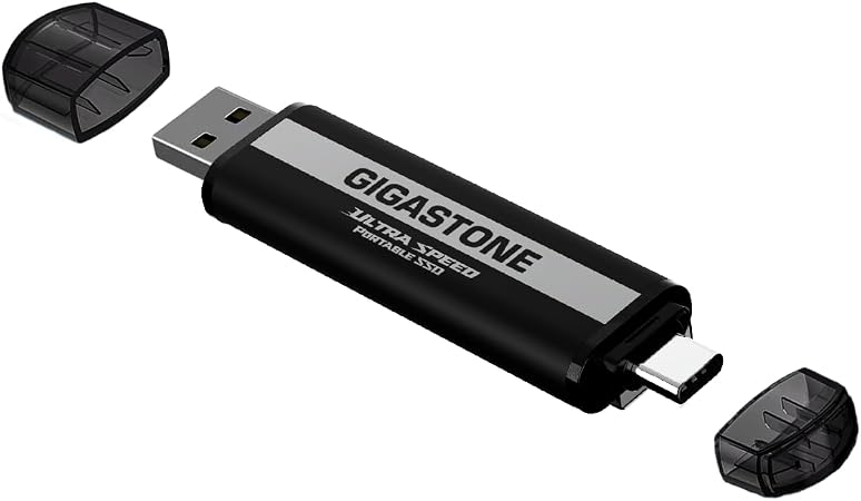 Gigastone USB-C External SSD 1TB Gaming iPhone15 USB3.2 Gen2 1,050MB/s USB-A&C Dual Portable Solid State Drive MacBook iPad Laptop Smartphone SSD Backup Hard Drive for PS5 Console