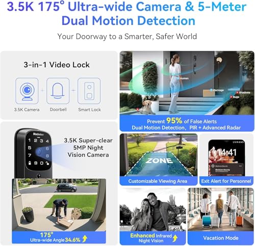 Blackview Video Smart Lock SE80, 3-in-1 3.5K Door Ca - Image 7