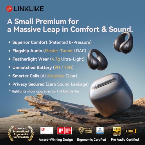 Linklike C-Flow Couture Edition: Zircon Clip-on Earbuds｜Space Gray
