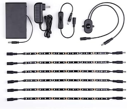 Gun Storage Solutions Gun Safe Light Kits - (6) 12 Inch LED Light Strands + Motion Sensor + Manual Switch + Battery Pack + AC Plug in Adaptor