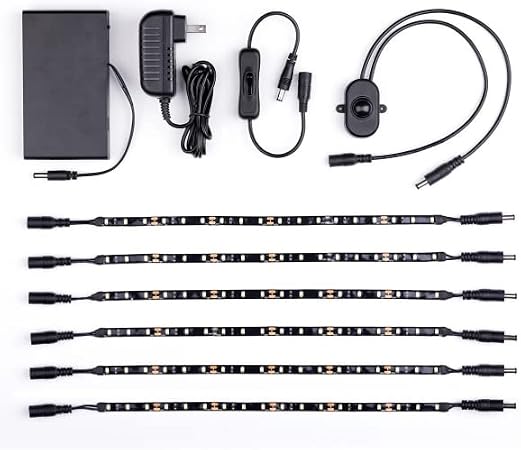 Gun Storage Solutions Gun Safe Light Kits - (6) 12 Inch LED Light Strands + Motion Sensor + Manual Switch + Battery Pack + AC Plug in Adaptor