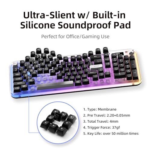AUSDOM K98pro Wireless Silent Creamy Keyboard, Tri-Mode BT/2.4G/USB-C Computer Keyboard with Number Pad, RGB Backlit Media Knob Keyboard - Image 5