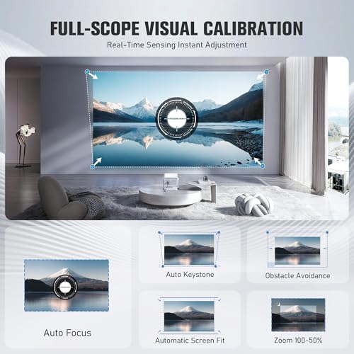 【Officially-Licensed APP & 3500 ANSI】4K Mini Outdoor Projector with WiFi and Bluetooth, VOPLLS Smart Portable Movie Wireless TV Projector for Home/Gaming/Bedroom