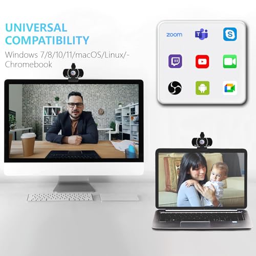 Akyta 1080P PC Webcam, Plug and Play USB C Camera with Microphone/Privacy Cover/Stand/Adapter & Wide Angle 110°, Web Camera for Desktop Computer PC Mac Video Calling/Zoom Conference