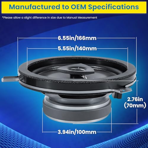 4 Pack Speaker Upgrade For 2007-2018 Jeep Wrangler JK JKU & Grand Cherokee, Commander, Liberty, Dodge Challenger, Durango, Dakota, Nitro, Chrysler 6.5 Inch 2-Way Car Audio Speaker Replace OEM 77KICK10