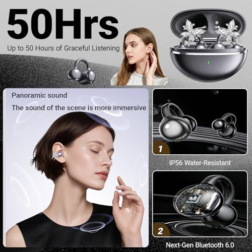 Jewelry-Inspired Clip-On Earbuds with Detachable Sparkle Butterfly Earrings