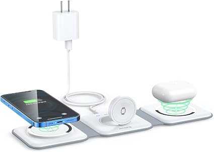 3 in 1 Wireless Charging Station for Apple,Foldable Magnetic Travel Charger
