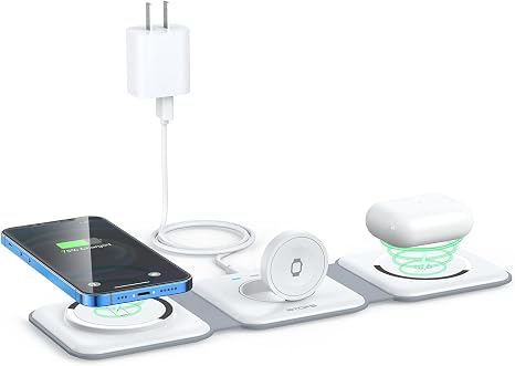 3 in 1 Wireless Charging Station for Apple,Foldable Magnetic Travel Charger