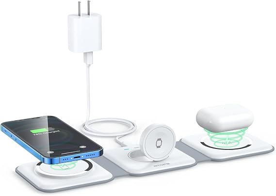 3 in 1 Wireless Charging Station for Apple,Foldable Magnetic Travel Charger
