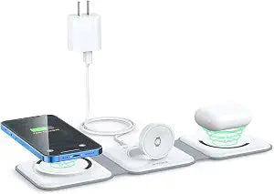 3 in 1 Wireless Charging Station for Apple,Foldable Magnetic Travel Charger