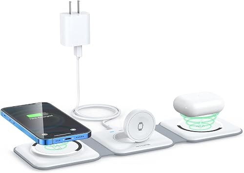 3 in 1 Wireless Charging Station for Apple,Foldable Magnetic Travel Charger