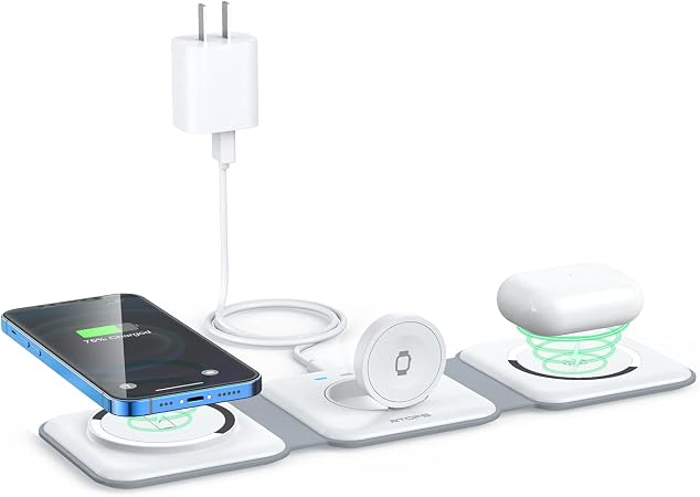 3 in 1 Wireless Charging Station for Apple,Foldable Magnetic Travel Charger
