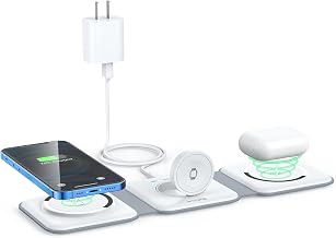 3 in 1 Wireless Charging Station for Apple,Foldable Magnetic Travel Charger