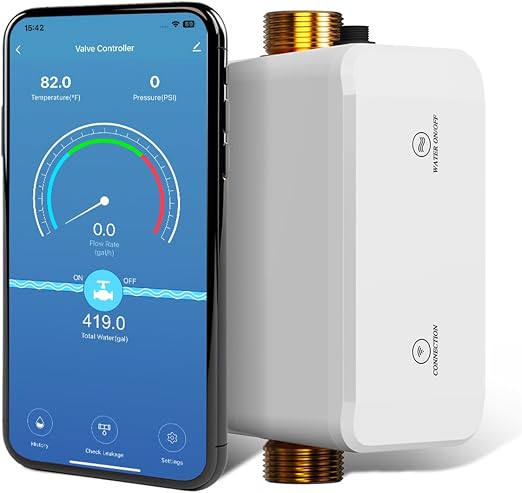 Ai Smart Water Valve, Automatic Water Leak Detector & Shutoff, 3/4"