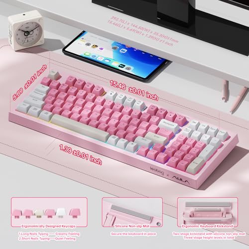 LEOBOG x Aula Pink Keyboard Wireless Creamy Computer Gaming Keyboards