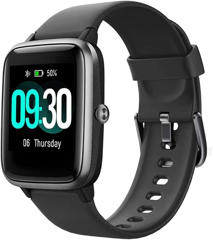 Smart Watch for iPhone/Android, Activity Fitness Tracker with IP68 Waterproof for Men Women, Smartwatch with 1.3" Full-Touch Color Screen, Step, Pedometer, Heart Rate Monitoring & Sleep Monitor, Black