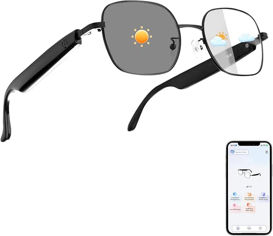 AI Smart Glasses, Powered by GPT, Support 165+ Languages Translation, Multi-Functional Translator, Noise Reduction & Photochromic Lenses, Unisex Bluetooth Glasses for Work/Travel/Study