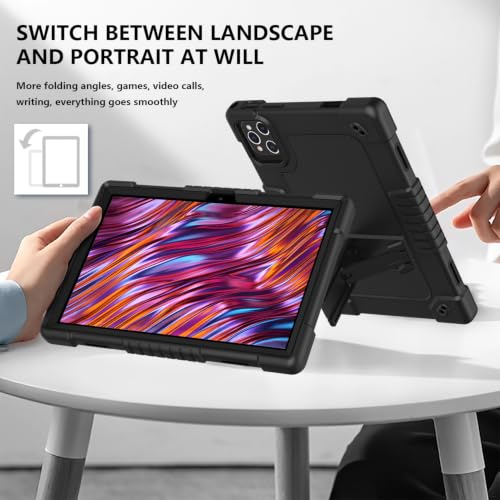 for MEIZE D115 Tablet Case,for DigiLand DL1050 Case Shoulder Strap Kickstand Cover for ANTEMPER D106/DOMATON D105/KADYBE D115/DigiLand DL1050/DigiLand S10 DL1050 R10 PRO(Black)