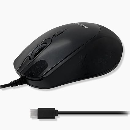 Macally USB C Mouse Wired - Precise, Comfortable, and Quiet - Type C Mouse for Mac, MacBook Pro/Air, iMac, Apple iPad, Windows Computer PC, Laptop - USBC with 4 DPI Modes