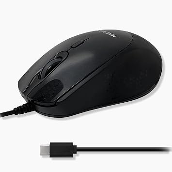Macally USB C Mouse Wired - Precise, Comfortable, and Quiet - Type C Mouse for Mac, MacBook Pro/Air, iMac, Apple iPad, Windows Computer PC, Laptop - USBC with 4 DPI Modes