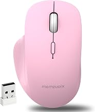 memzuoix Dual Mode Wireless Mouse, 2.4GHz USB + Bluetooth, Silent Clicks, USB-C Rechargeable, 3 Adjustable DPI (800/1200/1600), Ergonomic Right-Hand Design for Laptop PC Mac Office Home-Pink - Image 1