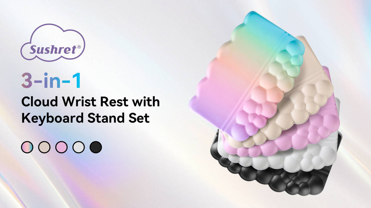 Sushret Cloud Wrist Rest with Keyboard Stand, Keyboard Riser with Wrist Pad