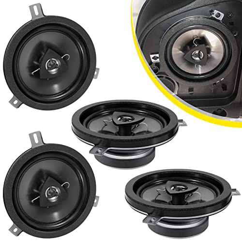 4 Pack Speaker Upgrade For 2007-2018 Jeep Wrangler JK JKU & Grand Cherokee, Commander, Liberty, Dodge Challenger, Durango, Dakota, Nitro, Chrysler 6.5 Inch 2-Way Car Audio Speaker Replace OEM 77KICK10