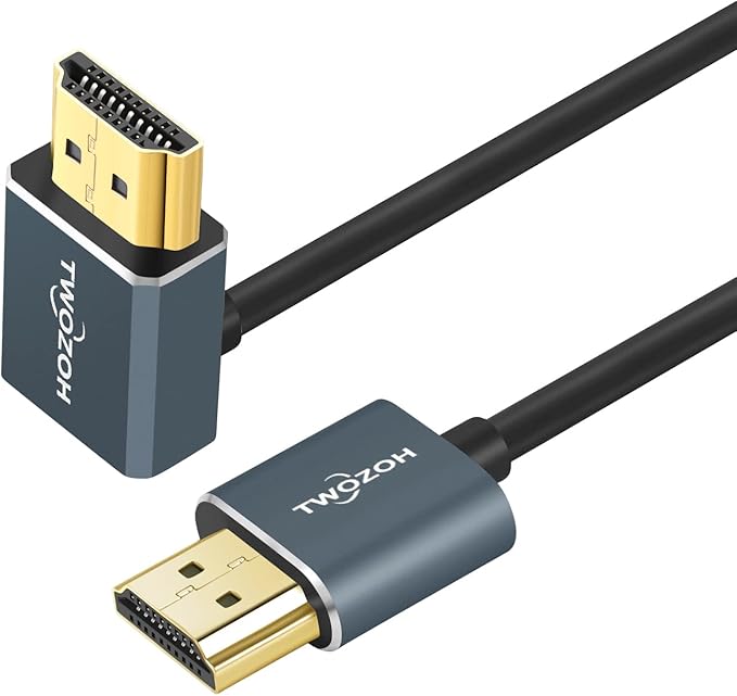 Twozoh Flexible HDMI to HDMI Cable Up Angled 270° 1FT, Ultra Thin and Slim HDMI Cord Support 3D/4K@60Hz