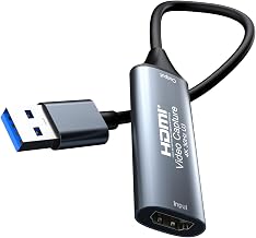 4K 30FPS HDMI Video Capture Card, HDMI to USB 3.0 Cam Link Game Audio Adapter, Low‑Latency Driver‑Free 1080P@60Hz Capture Device for Streaming, Live Broadcasting, Video Conference, Teaching, Gaming